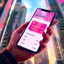 Mobile banking application interface showing transaction history and account balance